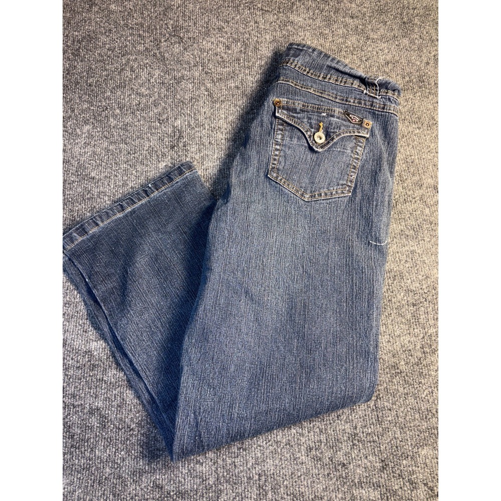 Forever Young Bootcut Jeans Girls 16 Blue Denim Stretch Relaxed Two Button Fly